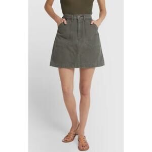 Goop G. Label Pearson Sage Green Patch Pocket A Line Structure Skirt 26